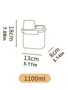 1pc 1100ml Grain & Rice Canister, Moisture-proof Food Storage Sealed Container With Measuring Cup - White - View 3