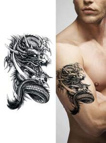 1 Pieza Lápiz De Tatuaje A Prueba De Agua Para Hombre - Negro - Ver 1