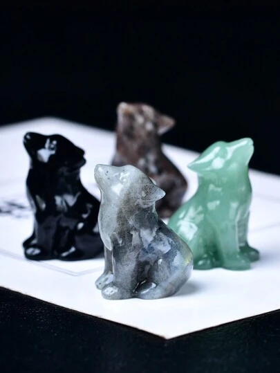  Exquisite Natural Crystal Carving Wolf, Unique Design, Healing Crystal, Stones Containing Energy, Energy Healing Meditation Stone, Perfect For Home Decor & Gift Giving, For Pocket Decoration, For Holiday Gift, From The Brand CUPIDCRYSTAL