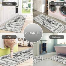 White Letter Printed Floor Mat ,Room Decor - Multicolor - View 7