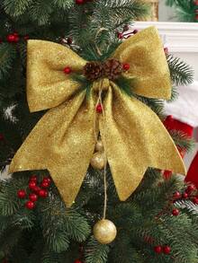 1pc Christmas Golden Bowknot - Gold - View 2