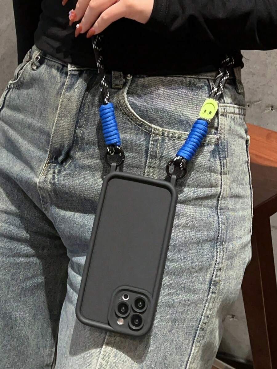 手机饰品 1 件手工编织手机壳带吊带孔(可更换)全方位保护,兼容 iPhone - 彩色 - 查看 1