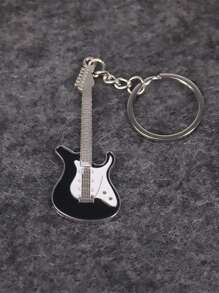 1 Piece Men's Alloy Guitar Personalized Keychain - Black - View 3