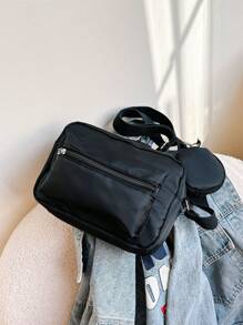 Oferta - Bolso de hombro ajustable de unicolor y multifuncional para mujer y niño - Negro - Ver 5