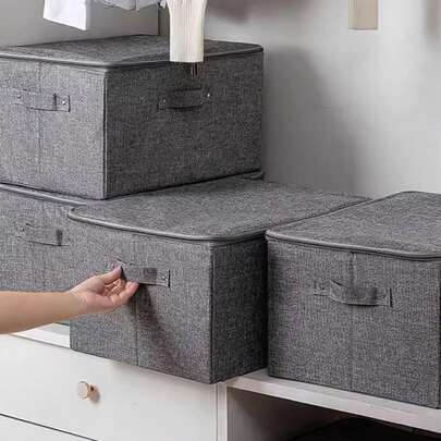 1 件带盖和手柄的拉链衣服织物收纳盒，大容量衣服篮，毯子，被子，玩具，家庭衣柜收纳盒，节省空间的衣柜收纳盒，卧室，家庭，宿舍，卧室配件装饰品装饰节日装饰房间装饰家居装饰卧室装饰礼服裤子鞋子牛仔裤靴子裙子卧室，收纳盒，家庭收纳，女式白色 T 恤，女式黑色裤子，女士冬装，连衣裙，