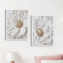 2 Miếng Nghệ thuật trừu tượng Trắng Hoa tranh sơn dầu Trang trí tường Áp phích Đối với Phòng khách , Phòng ngủ , Học tập Trang trí phòng , Không có khung - Nhiều màu - Xem 3