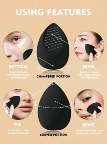 Makeup Sponge, 1pc Soft Cosmetic Sponge For Liquid, Cream, And Powder, Breathable Facial Makeup Sponge, Latex-Free Wet & Dry Dual-Use Foundation Cream, Suitable For All Skin Types, Beauty Tools - Nhiều màu - Xem 2