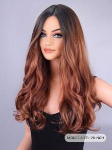 金色漸層歐美假髮女長捲髮波浪合成假髮日常聚會用 - 棕色 - 查看 3