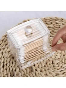 1 Pieza Contenedor Organizador De Dispensador De Soporte Para Hisopos, Contenedor De Almacenamiento De Baño Claro - Multicolor - Ver 6