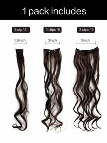 22 件接髮夾 12 件假髮棕色 22 英寸長自然波浪耐熱纖維合成假髮適合女士派對日常使用 - 咖啡棕 - 查看 5