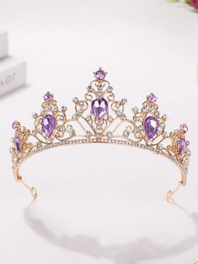 1 pieza Diadema con corona de estilo princesa de lujo con diamante de imitación, diseño dulce y elegante