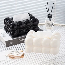 1pc Black Plastic Stylish Tissue Box Cover, Fits Any Modern Decor Home Bathroom Decor Bathroom Organizer Fall Decor - Black - View 4