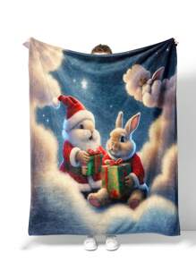 1件現代風格聖誕節動物圖案長方形絨毯,適用於客廳、臥室、休閒露營,柔軟的面料,全季節使用