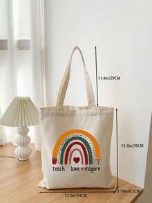 1 Pieza Bolso De Mano De Mujer Con Estampado De Arcoíris - Beis - Ver 6