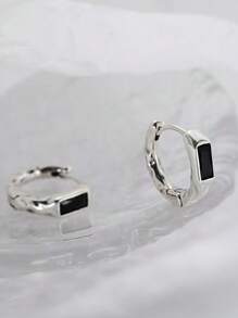 男士耳环，小巧独特设计，个性化耳夹，冷峻风格，欧美风耳骨夹饰品 - 黑色 - 查看 3