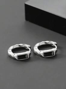 男士耳环，小巧独特设计，个性化耳夹，冷峻风格，欧美风耳骨夹饰品 - 黑色 - 查看 2