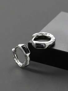 男士耳环，小巧独特设计，个性化耳夹，冷峻风格，欧美风耳骨夹饰品 - 黑色 - 查看 4