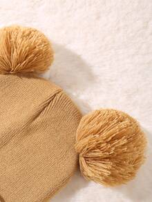 3pcs Women's Winter Knitted Hat With Double Pompoms, Suitable For Outdoor Warmth Cute - Multicolor - View 3