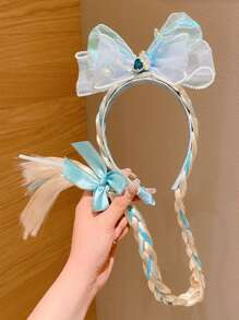 1 件兒童合成編織髮帶公主風格女孩、嬰兒髮飾