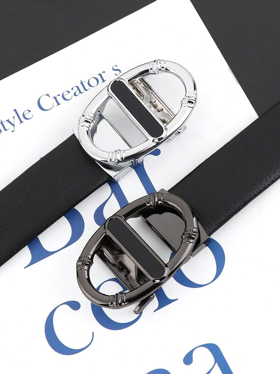 caivektine 1條潮流男士皮帶,簡約拼接自動扣商務休閒時尚皮帶,男士皮革皮帶