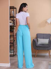 Women Pants - Màu xanh bạc hà - Xem 5
