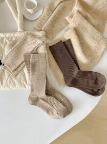 3 pares de calcetines de tobillo holgados y cálidos de unicolor para mujer, clásicos a juego, para otoño e invierno