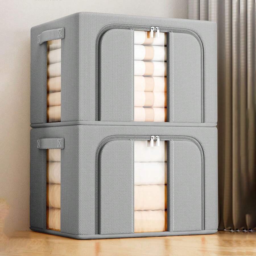 1 Miếng Vải Oxford Quần áo Hộp trữ , Nhà  Tủ Quần áo Hộp đựng - Xám - Xem 1
