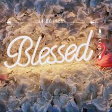 CTTNLS Blessing Neon Sign, Warm White Usb Powered Led Neon Light For Wall Art, Beautiful Led Neon Night Light For Bedroom, Warm White Sign For Wall, Office Decoration, Party, Girl Gift - Beige - View 3