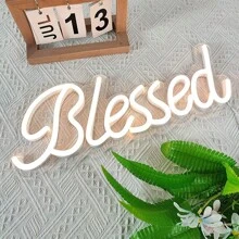 CTTNLS Blessing Neon Sign, Warm White Usb Powered Led Neon Light For Wall Art, Beautiful Led Neon Night Light For Bedroom, Warm White Sign For Wall, Office Decoration, Party, Girl Gift - Beige - View 5