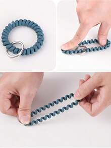 1件多色可選通用彈性男女手腕帶,手腕鑰匙扣手鍊手帶,彈性螺旋手腕繞帶,含手鍊扣手腕保持器適用於桑拿、健身房、游泳池、身份證和戶外運動 - 粉色 - 查看 3