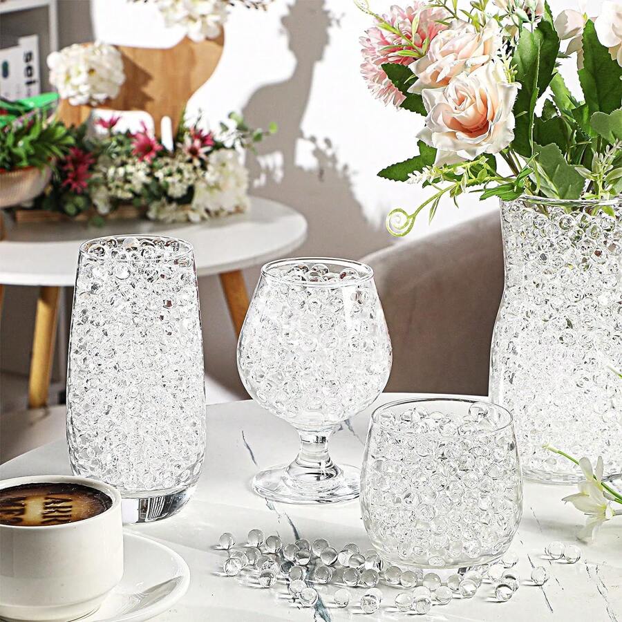 50,000 Pcs Water Gel Beads Clear Vase Filler Beads Water Growing Balls