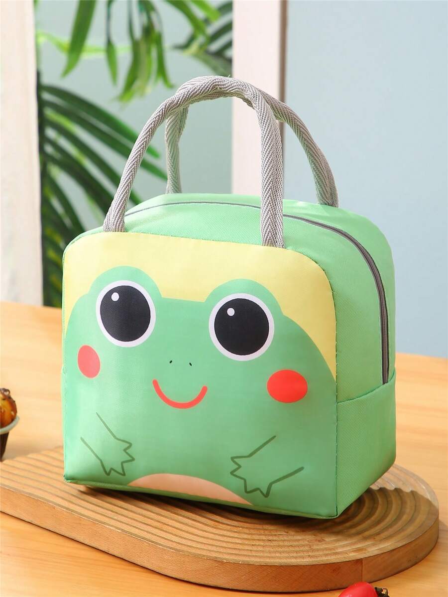 "B字條紋風格保溫午餐手提袋，雙把手，適用於戶外旅行、工作、上學、野餐、學校組織者袋、老師收納袋、教室袋、教室組織者袋" - 綠色 - 查看 1