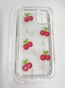 苹果 3d 樱桃红 & 仿珍珠 & 蝴蝶结装饰手机壳 适用于 14/13promax/15 防水防震防摔防刮