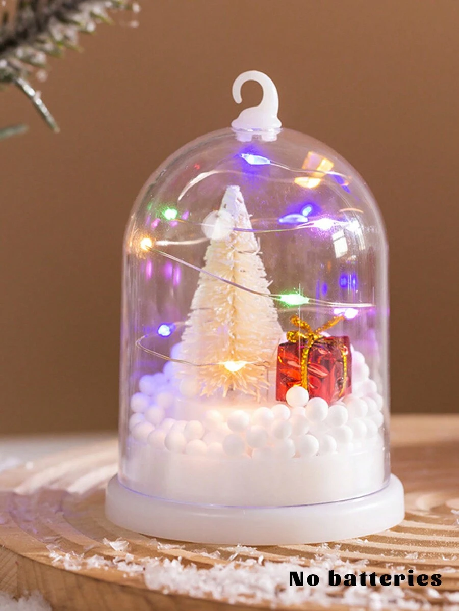 1 件塑膠彩色 Led 發光白色泡沫黃色聖誕樹設計氛圍燈裝飾,聖誕樹裝飾品禮品,夜燈,桌面裝飾品適合氛圍增強,裝飾 - 白色 - 查看 1