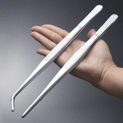 2pcs Tweezers Set Stainless Steel Tweezer With Straight And Bent Tips, Tools For Men