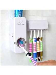 Dispenser Aplicador Creme Dental Automatico Pasta Dente Suporte Escovas - Branco - Visão 4