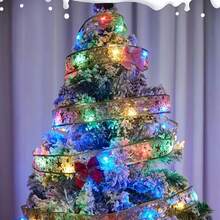 1入組聖誕繡帶燈,仙女串燈,花環燈,聖誕樹裝飾,假日燈具裝飾,婚禮裝飾燈