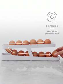 1pc Creative Egg Storage Rack With Rolling Mechanism Egg Holder - White - View 1