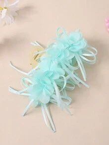Green Lace Embroidered 3d Flower Hair Claw Clip Accessory - Green - View 3