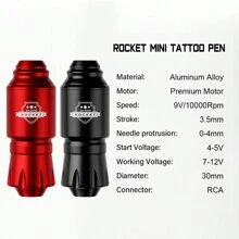 DMTATTOO Kit Completo De Máquina De Tatuaje Rocket Mini Con Fuente De Alimentación, Pluma Rotativa Y Agujas De Cartucho, Máquina De Maquillaje Permanente De Tatuaje Para Conjunto De Tatuaje - Rojo - Ver 5