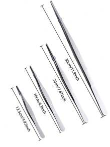 2 Miếng Cái nhíp Bộ Thép không gỉ Nhíp Với Thẳng Và Uốn cong Nhắc - Bạc - Xem 2