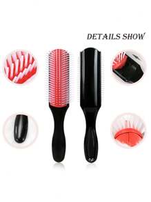 1 件卷发刷卷发定型刷适用于浓密卷发、男女波浪发，易于清洁的发刷，用于造型、解结、塑形、抚平、吹干、分离、卷发定型，送给女性和女孩妈妈妻子姐妹青少年女孩朋友生日新年婚礼圣诞派对旅行用品的礼物，在家或外出时，包装和款式颜色和一些零件随机发送，光滑后刷，理发配件，吹风机 - 均碼 - 查看 6
