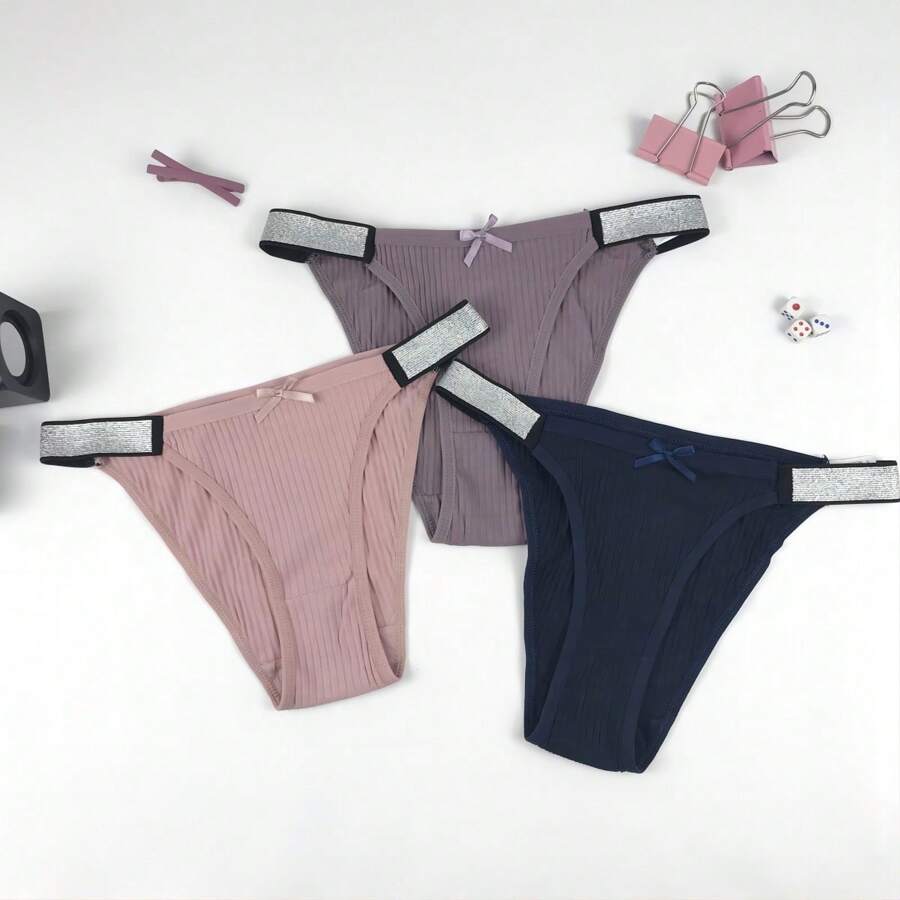 3 Piezas / Set De Calzones Azules / Rosados / Morados - Multicolor - Ver 1