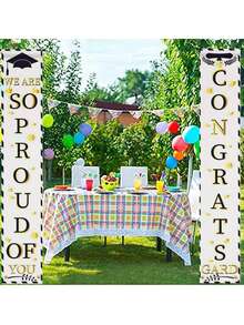 2入組防水牛津布門廊旗幟,適用於國慶節日、父親節、聖帕特里克節、新年、畢業季、聖誕節、萬聖節 - 酒紅色 - 查看 1