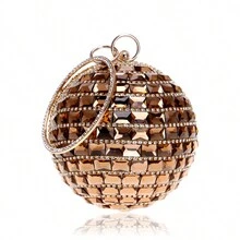 GLOIG Glittery Ball Shaped Clutch Bag For Evening Party - Gold - View 3