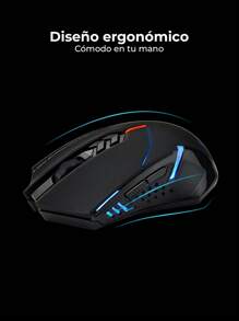Mouse De Gaming Inalámbrico Ergonomico Victsing Pc066c Con 7 Botones De Clic Silenciosos Para Pc, Windows, iOS 5 Dpi Ajustable Negro Y Rojo 2.4g | Ratón para Videojuegos Pro - Negro - Ver 2