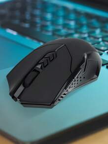 Mouse De Gaming Inalámbrico Ergonomico Victsing Pc066c Con 7 Botones De Clic Silenciosos Para Pc, Windows, iOS 5 Dpi Ajustable Negro Y Rojo 2.4g | Ratón para Videojuegos Pro - Negro - Ver 1