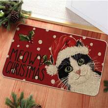 1入復古風格聖誕節主題地墊,卡通聖誕老人節日裝飾地氈適用於入口門廊 - 復古風做舊聖誕-3 - 查看 1