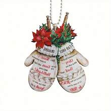 1入創意聖誕長襪手套亞克力車掛聖誕樹裝飾品家居裝飾返校季華麗袋掛 - 彩色 - 查看 2