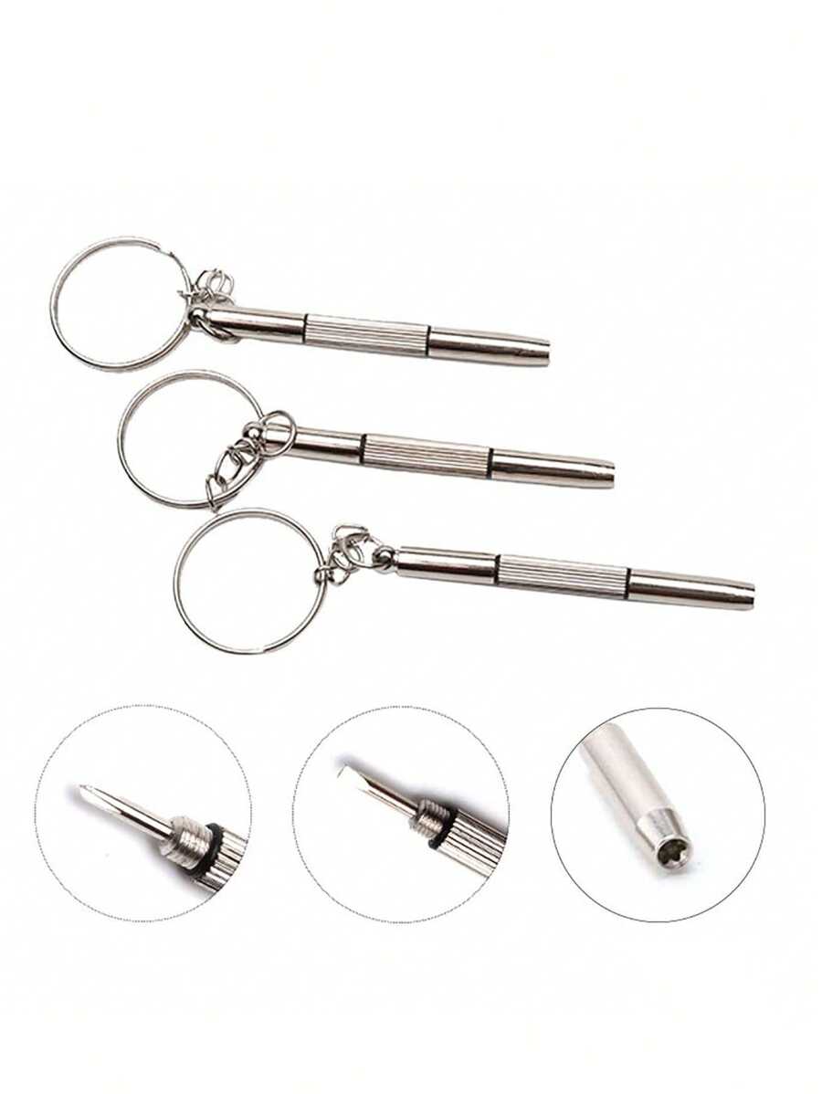 1入組及3入組不銹鋼眼鏡螺絲刀,適用於所有標準螺絲孔 - 銀色 - 查看 1